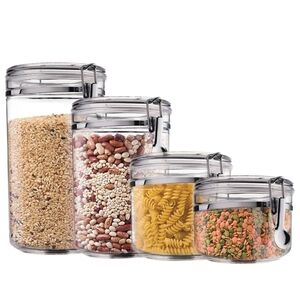 Transparent Food Storage Canister Set with Locking Lids